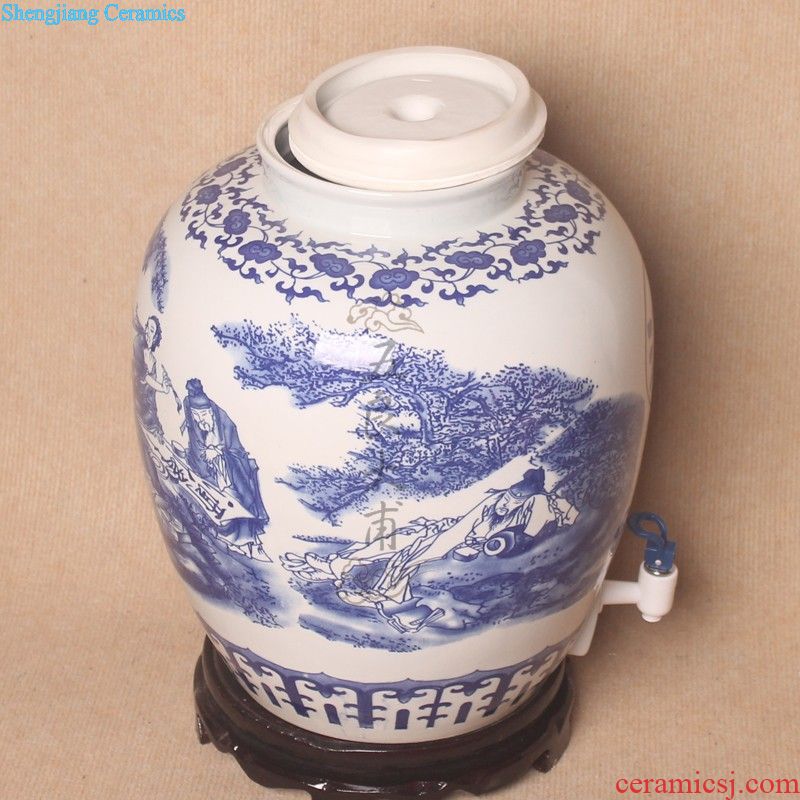 Hand-painted jingdezhen ceramic bottle 5 jins of bubble bottles decoration bottle small jars Seal the bottle An empty bottle