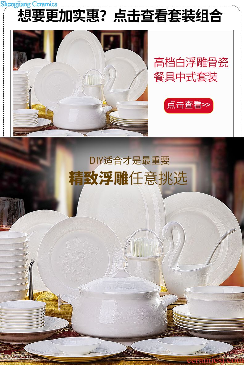 Jingdezhen ceramic bowl dish dish soup bowl Household bone bowls set piece Western tableware suit