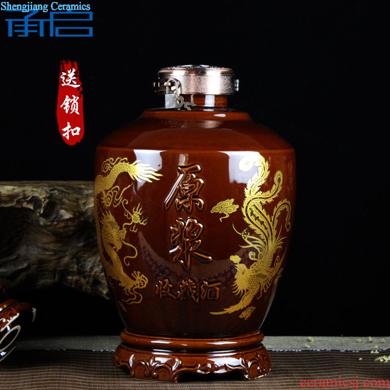 Jingdezhen ceramic bottle 5 jins of eight jun figure household bottle 5 jins of empty jars bottle seal hip flask
