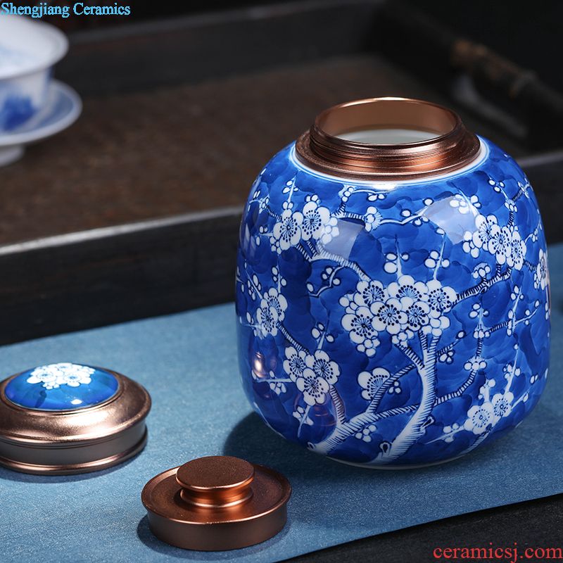 Jingdezhen ceramic tea cake tea gift box packaging household tea pot seal pot storage tank