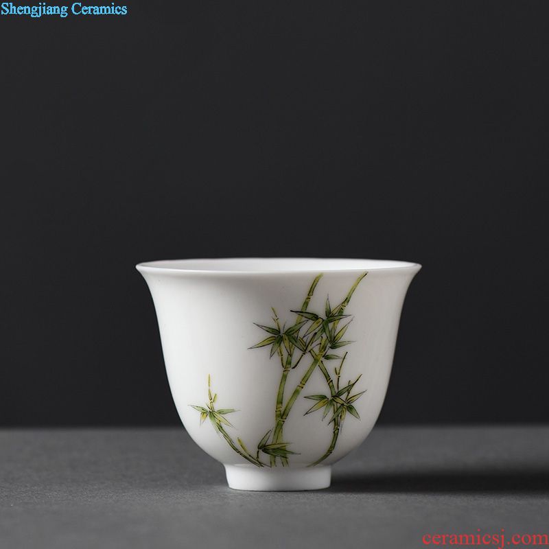 Kung fu tea colored enamel JingJun jingdezhen ceramics three bowl of hand-painted tureen manually make tea bowl cups