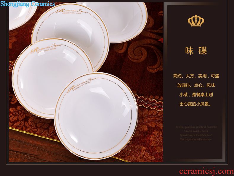 Delin bone porcelain tableware suit 60 head Jingdezhen ceramic dishes and plates spoons gift set porcelain