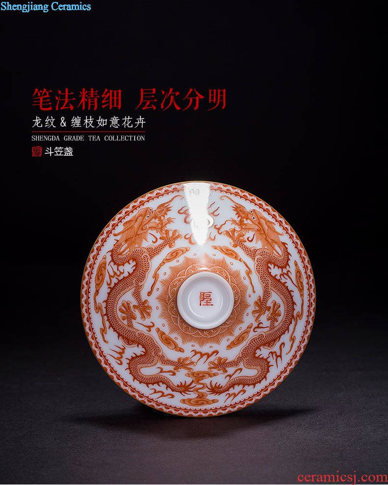 Holy big cup sample tea cup hand-painted ceramic kung fu powder enamel paint peacock cup all hand of jingdezhen tea service master