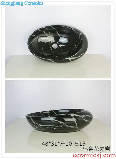 Oval bright black  marble  washing basin from shengjiang porcelain company