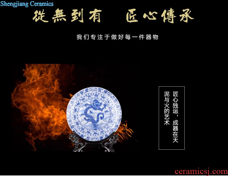 The sitting room of Chinese style household art scene, jingdezhen ceramics plate dragon QingHuaPan creative gifts