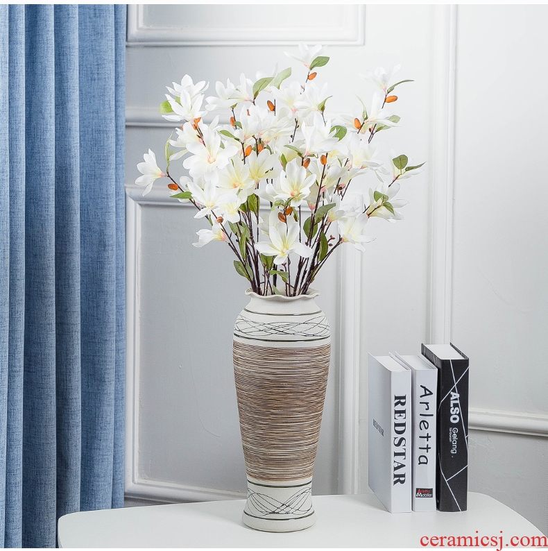 Ceramic vase home sitting room dry flower arranging flowers is placed modern simple european-style decoration new retro flower decoration