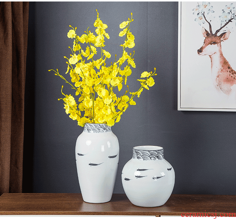 Jingdezhen modern household adornment new Chinese TV ark ceramic vase the sitting room porch creative furnishing articles