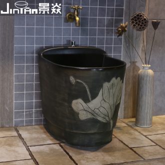 JingYan household retro black lotus mop pool toilet archaize ceramic wash mop pool pool mop basin of the balcony