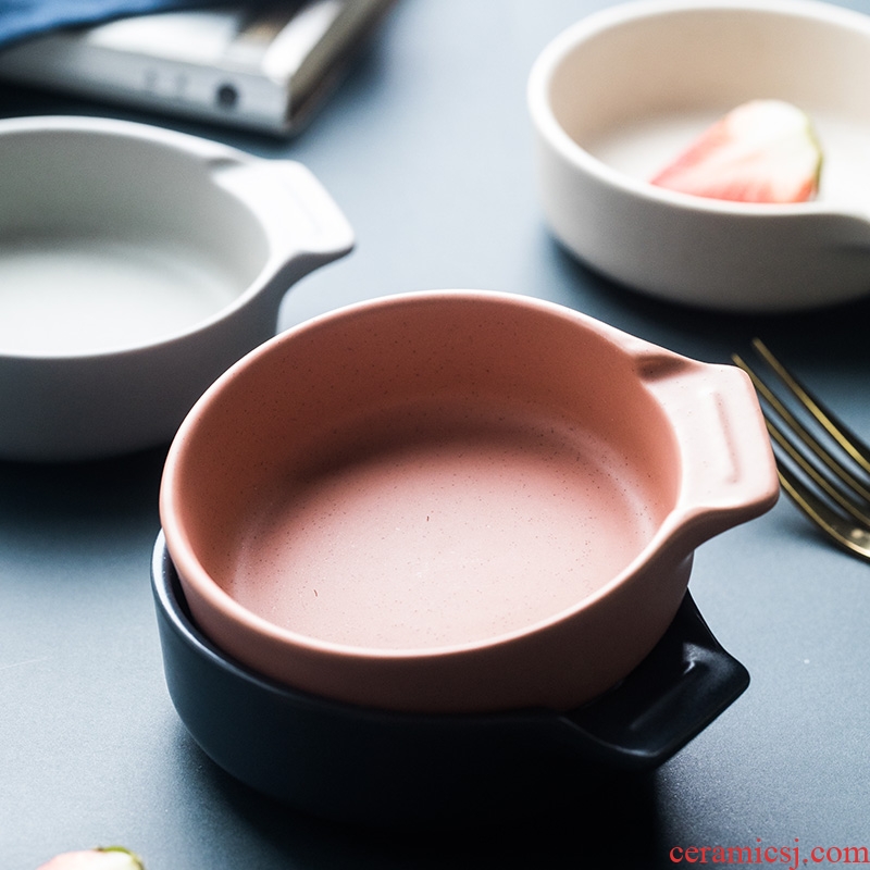 Baking a single ceramic bowl household shu she red bowl net tableware Nordic contracted children lovely steamed egg dessert small bowl