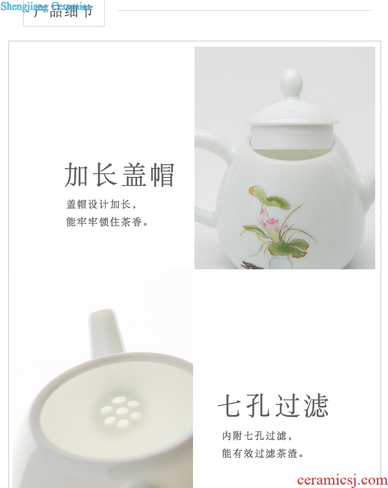 TaoXiChuan hand-painted lotus powder enamel teapot suit household small jingdezhen ceramic teapot kung fu tea set