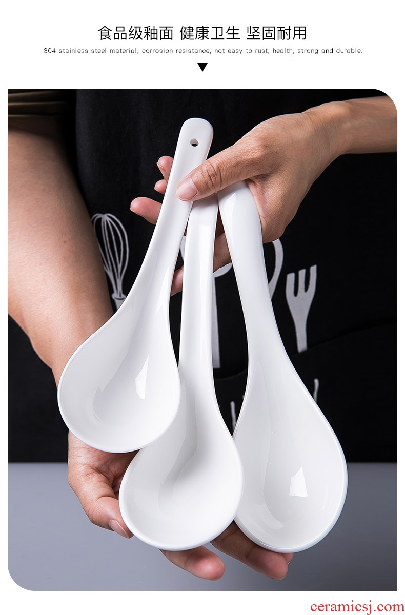 Spoon ceramic household big spoon ladle dipper large bone China porridge spoon porridge pot small spoon scoop of a spoon