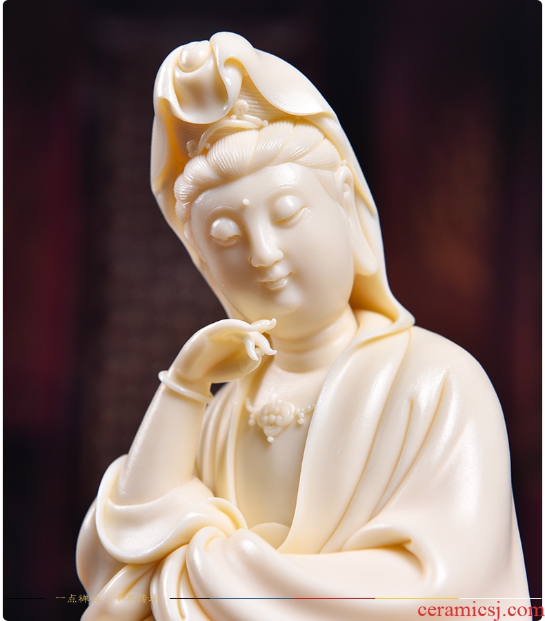 Bm provincial master Lin Jiansheng works yellow jade porcelain ceramic Buddha furnishing articles life guanyin D03-135