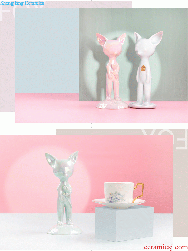 The fox opens to booking a 】 【 creative tea pet home decoration ceramic tea set tea ceremony decorative furnishing articles