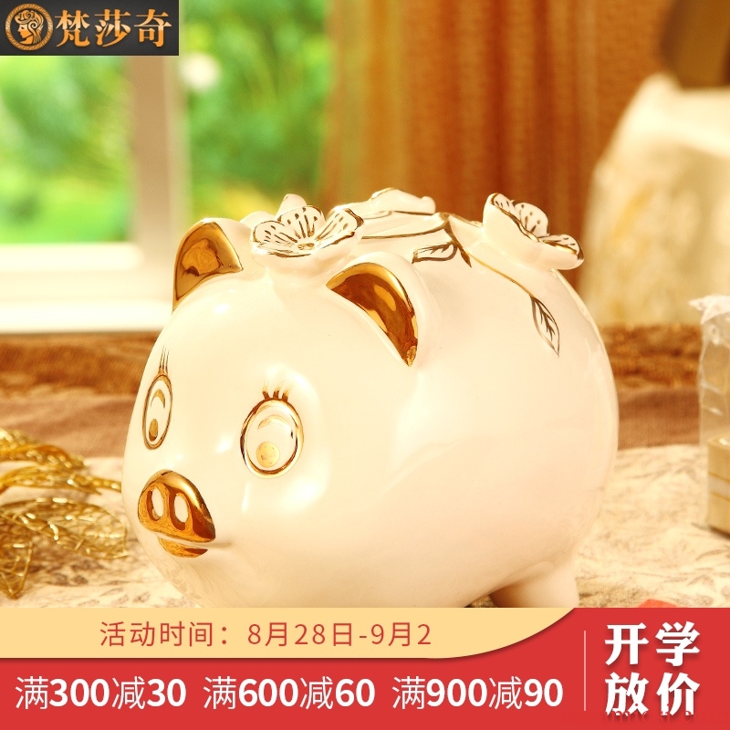 Vatican Sally's European ceramics gold baby pig piggy bank furnishing articles birthday gift a money-box piggy bank
