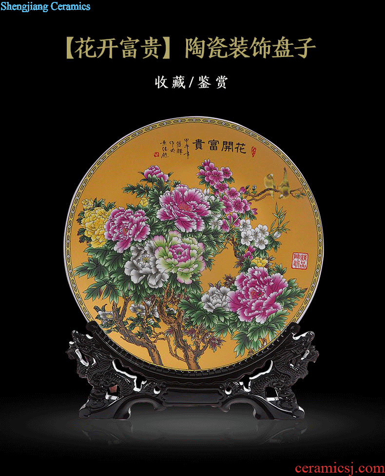 Jingdezhen ceramic blooming flowers hang dish decorative plates home sitting room adornment is placed a wedding gift