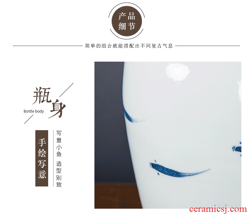 Jingdezhen modern household adornment new Chinese TV ark ceramic vase the sitting room porch creative furnishing articles