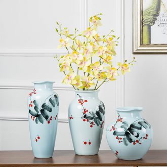 Jingdezhen new Chinese modern ceramic three-piece vase dry flower arranging wine sitting room adornment place adorn article vase