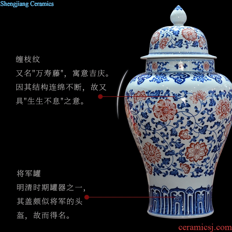 Antique hand-painted bound of blue and white porcelain of jingdezhen ceramics general lotus flower pot of new Chinese style sitting room adornment is placed