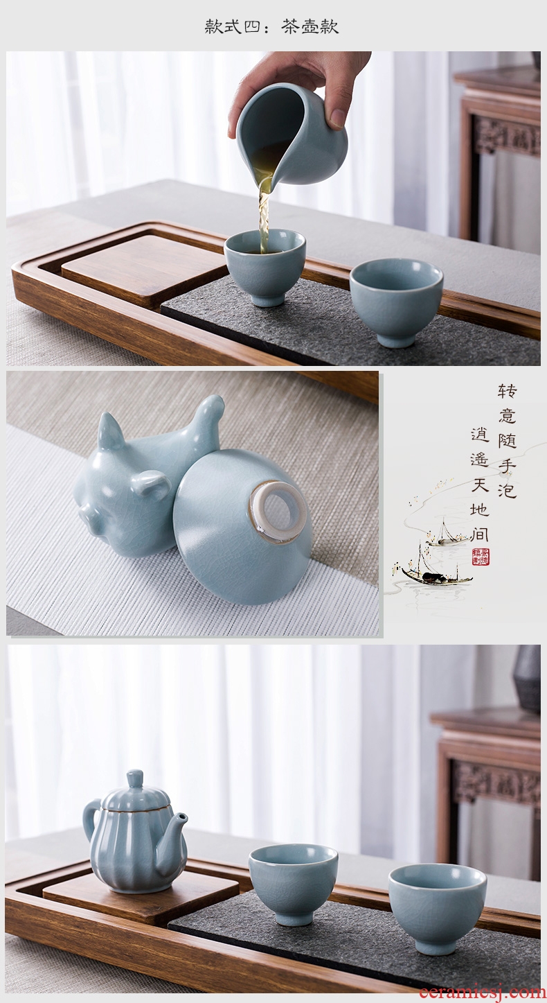 , your kiln kung fu tea set household jingdezhen ceramic teapot tea pot lid bowl of a complete set of tea cups