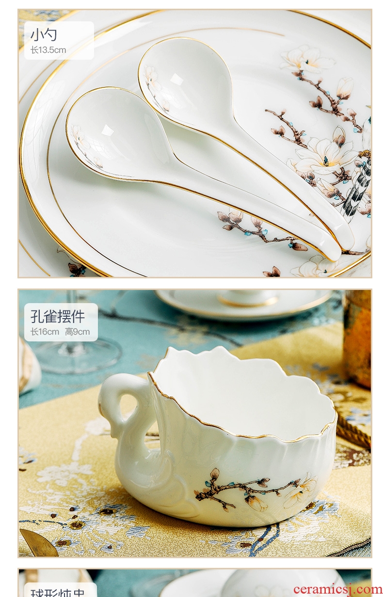 Blower, jingdezhen ceramic tableware suit dishes suit household ceramic bowl dishes chopsticks combination european-style originality