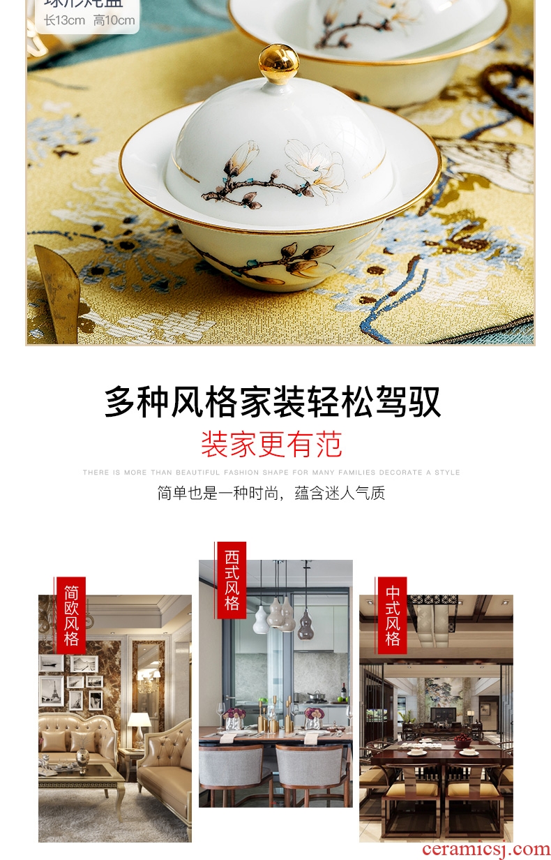 Blower, jingdezhen ceramic tableware suit dishes suit household ceramic bowl dishes chopsticks combination european-style originality