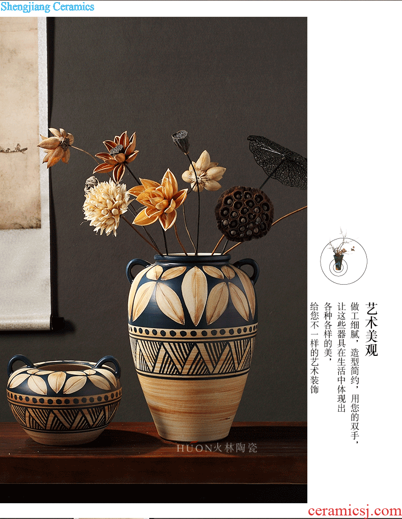 Composed of ancient earthenware jar are dried flower flower implement original ceramic coarse pottery flowerpot vase do old zen simple furnishing articles