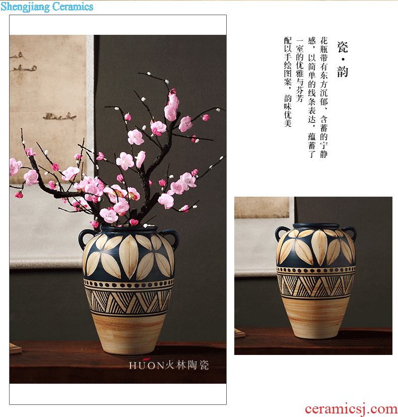 Composed of ancient earthenware jar are dried flower flower implement original ceramic coarse pottery flowerpot vase do old zen simple furnishing articles