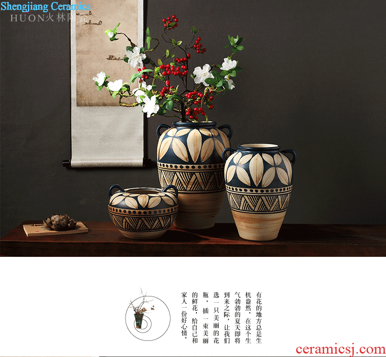 Composed of ancient earthenware jar are dried flower flower implement original ceramic coarse pottery flowerpot vase do old zen simple furnishing articles