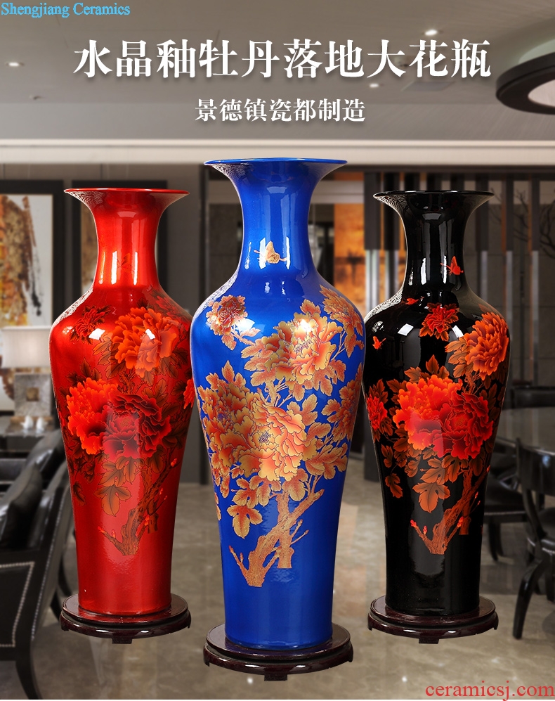 Jingdezhen ceramics grinding of large vase peony modern home sitting room hotel decoration furnishing articles