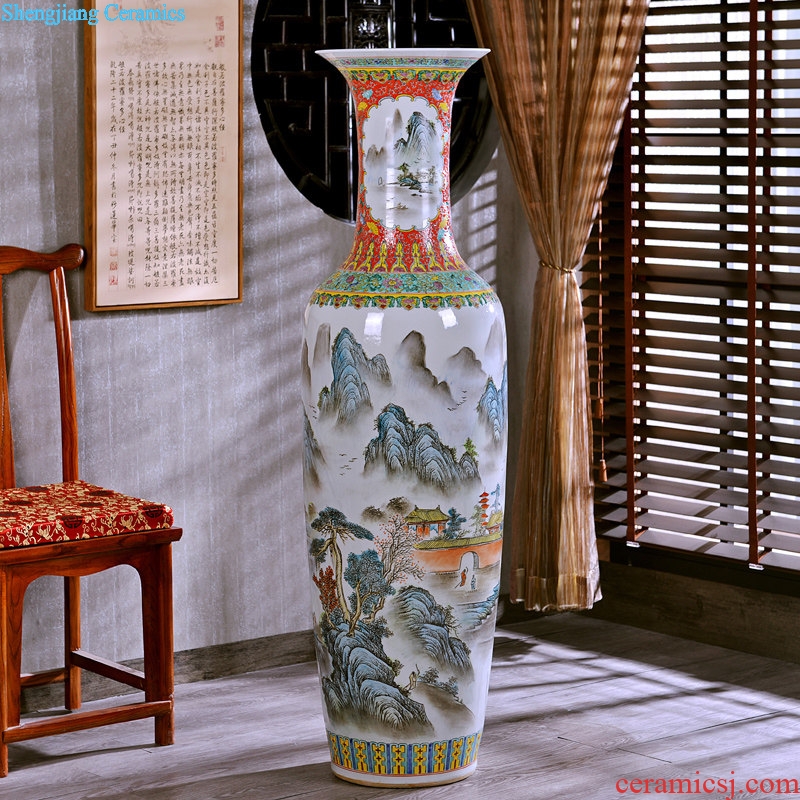 Jingdezhen hand-painted archaize pastel landing crafts are big vase sitting room of modern ceramic vase