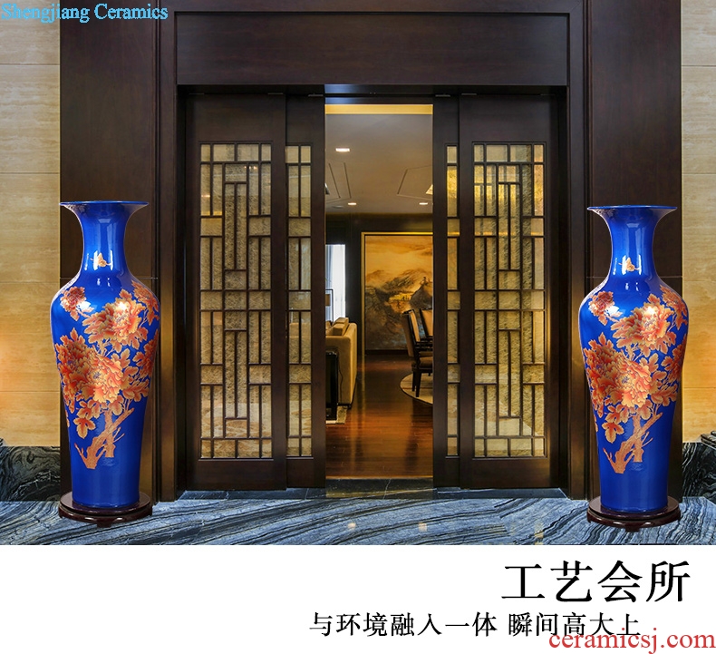 Jingdezhen ceramics grinding of large vase peony modern home sitting room hotel decoration furnishing articles