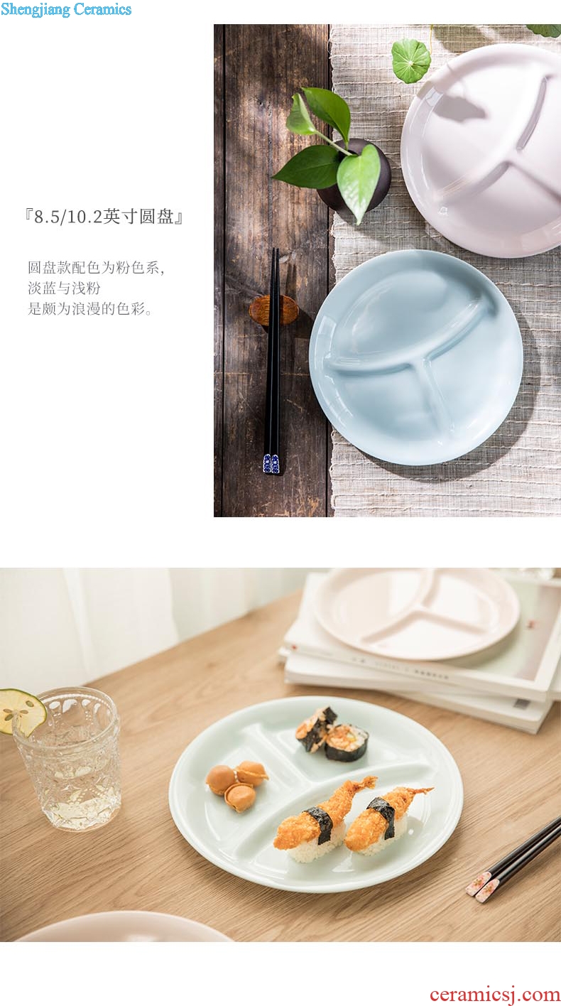 Million jia Japanese Japanese dish ceramic cuisine separating plate home three separate disc dumplings plate creative dishes