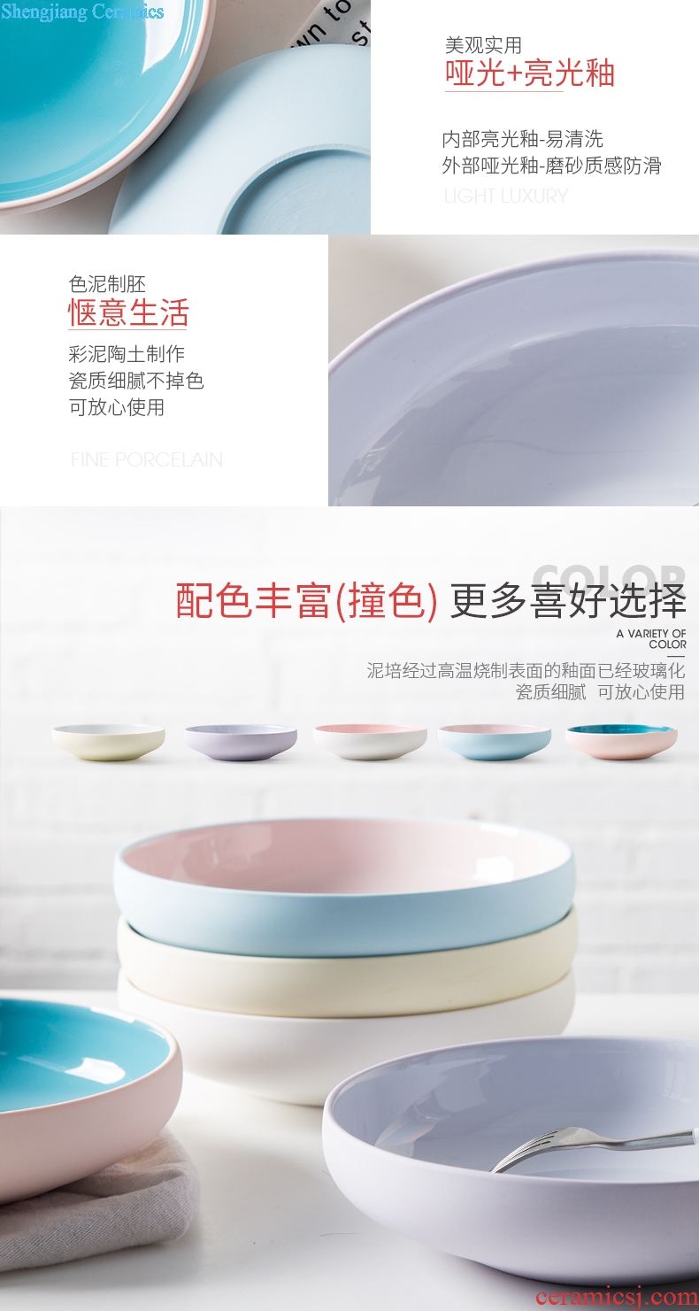 Ijarl million fine Korean home 0 ceramic soup plate tableware contracted the round dish dish plates on the xuan month