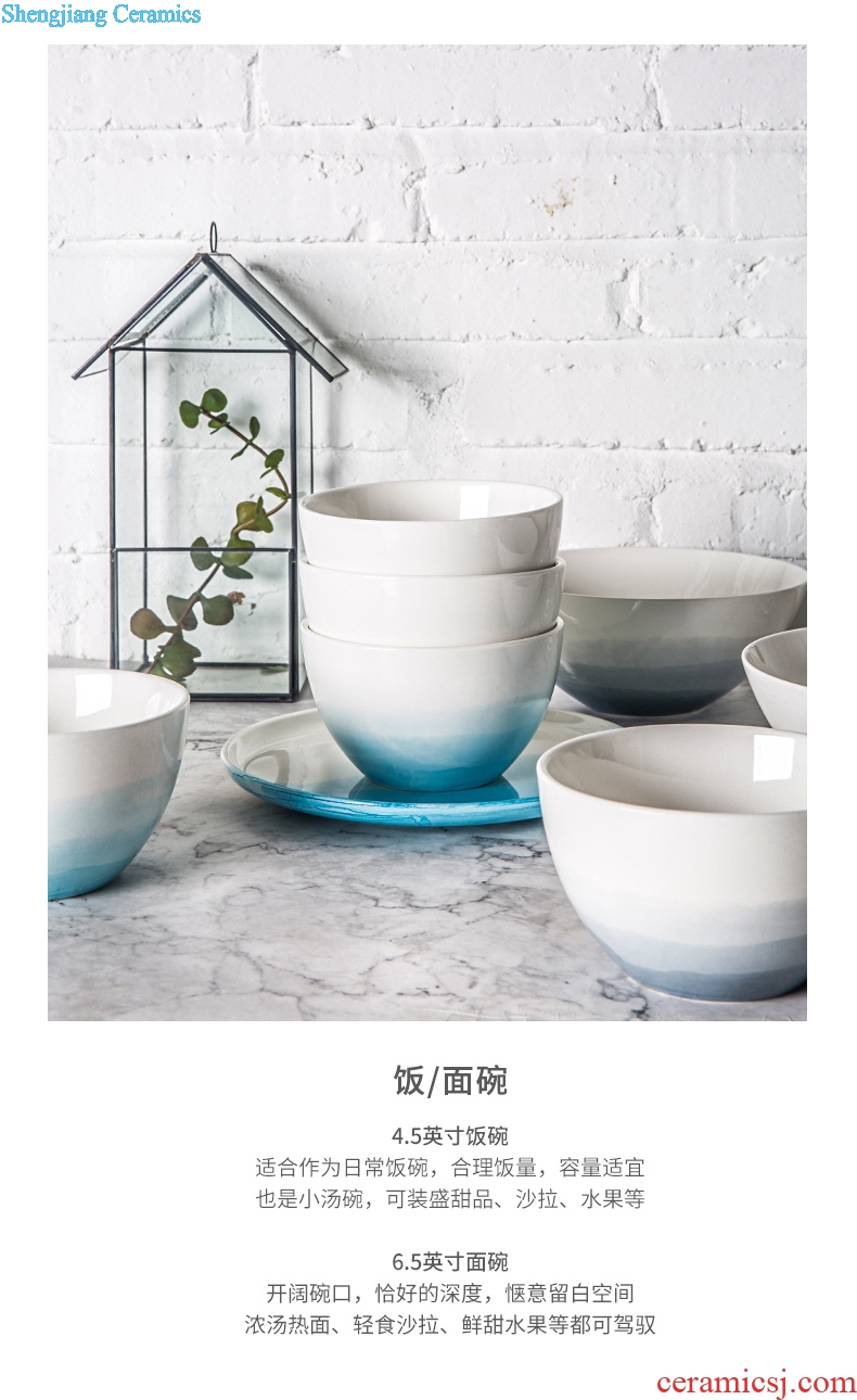 Million fine Chinese ceramics tableware dishes suit ins wind personality web celebrity home eating food bowl dishes for breakfast