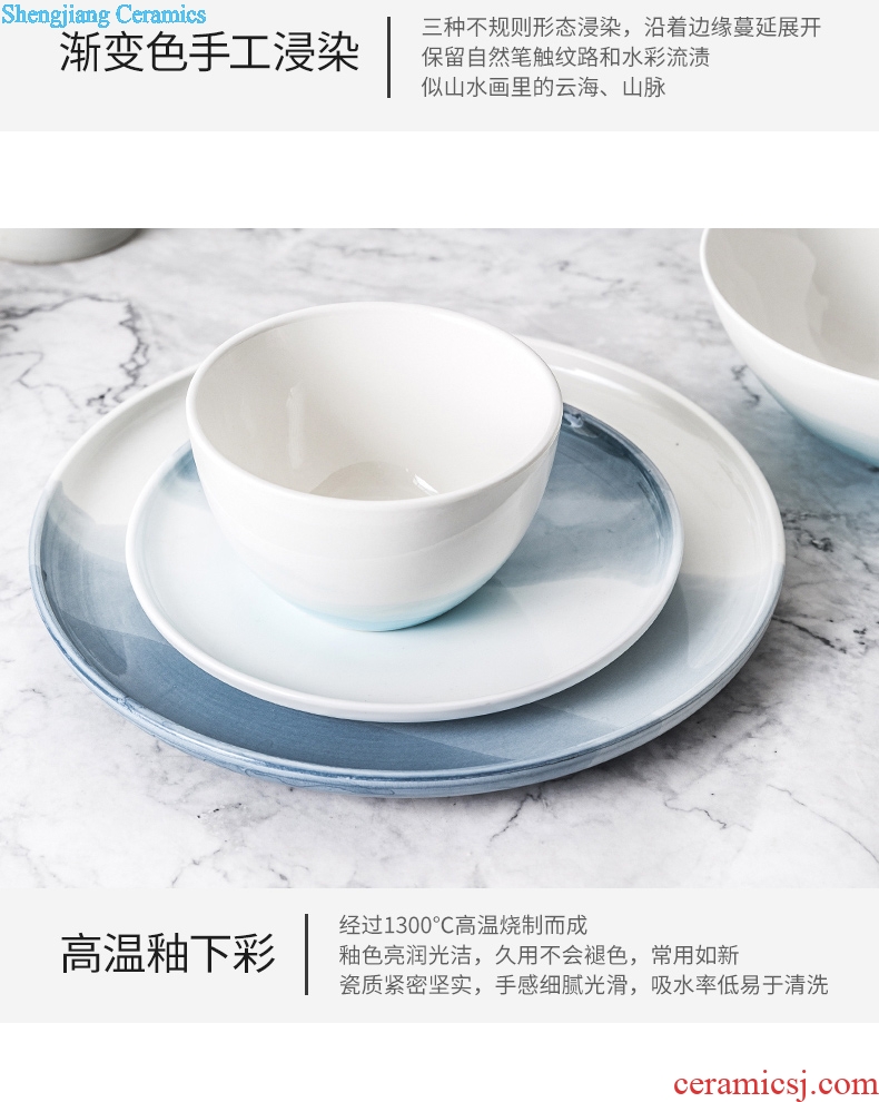 Million fine Chinese ceramics tableware dishes suit ins wind personality web celebrity home eating food bowl dishes for breakfast