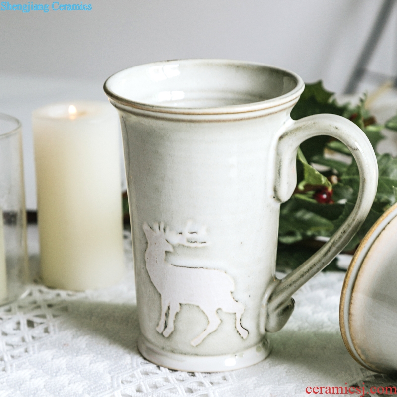 Ijarl million jia Nordic creative hand-painted ceramic mug cup milk cup office Christmas couple of cups