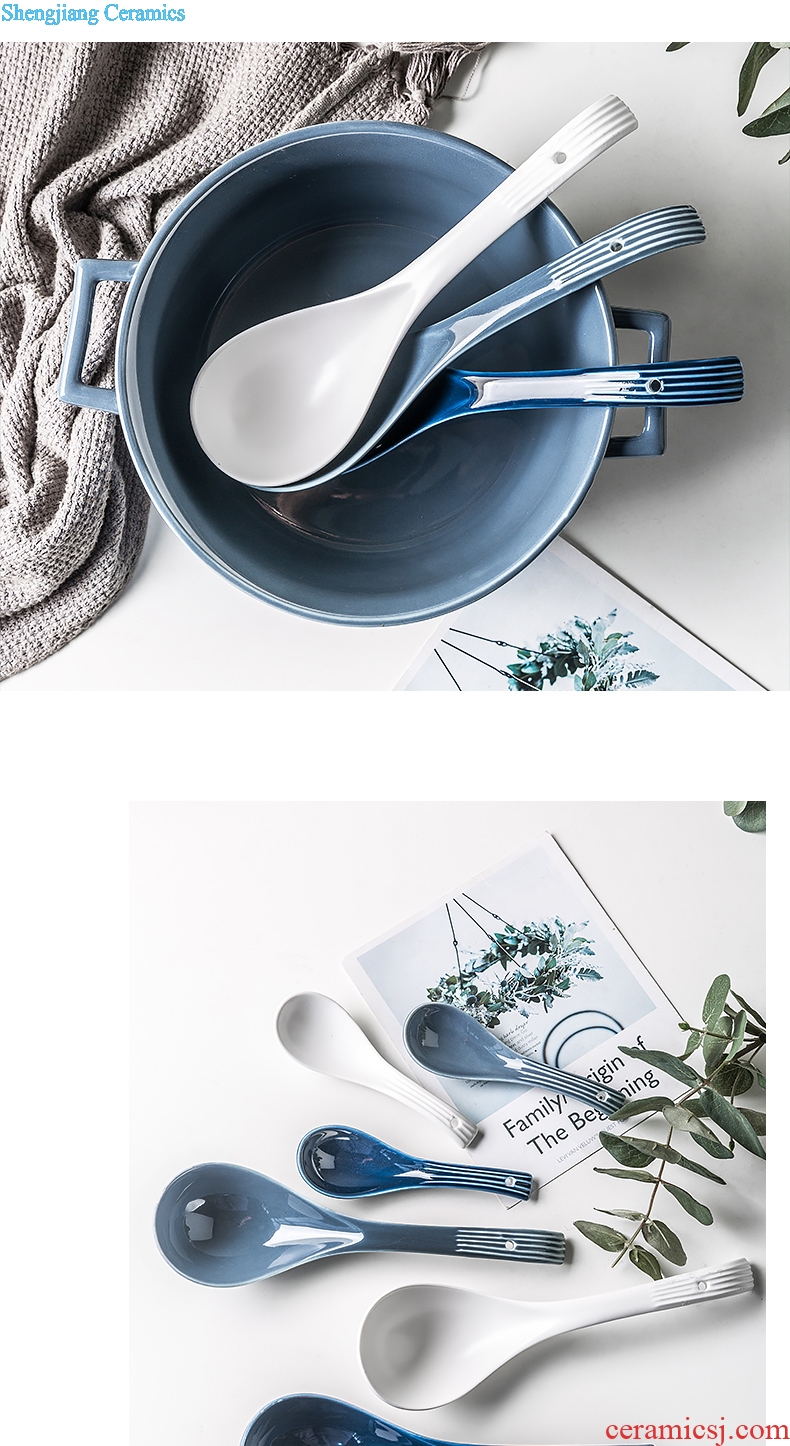 Ijarl million jia creative Nordic ceramic household spoons contracted wind big spoon to eat spoon small spoon Audrey Hepburn