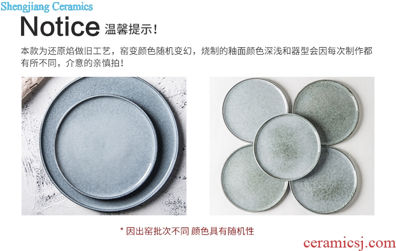 Million jia home 0 flat the Nordic ceramic platter creative contracted circular plate of beefsteak plate spot than blue