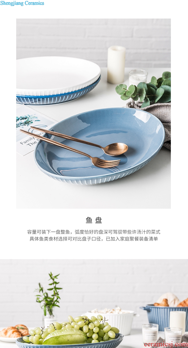 Ijarl million jia creative northern wind tableware of pottery and porcelain long fish dish dish of household kitchen food dish Hepburn