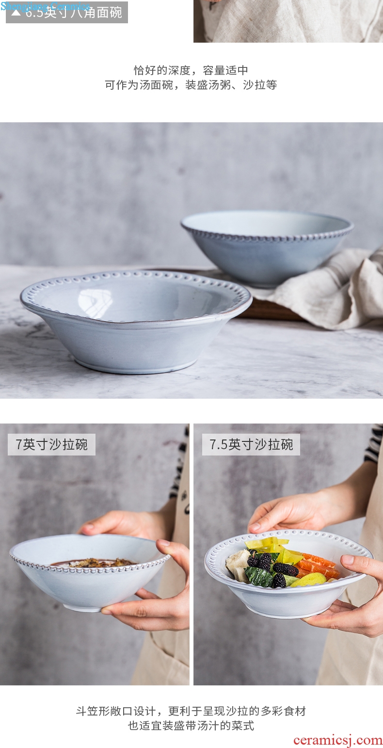 Million jia household ceramics rainbow noodle bowl creative emboss fruit salad bowl large soup bowl contracted jobs lance personality