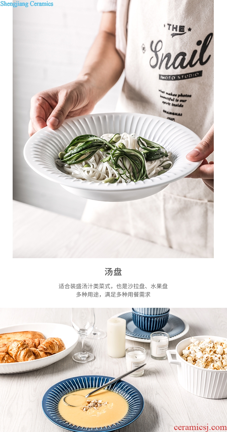 Million jia Nordic web celebrity ins wind dish bowl plate tableware suit household individuality creative ceramic bowl chopsticks