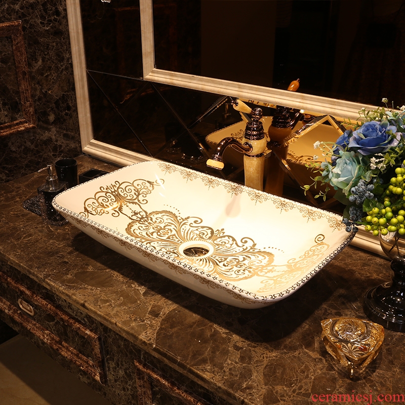JingYan new stage basin to square ceramic heat sinks lavabo that defend bath lavatory art