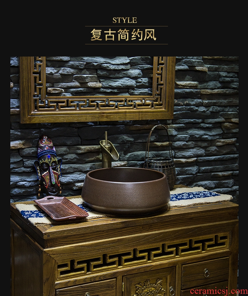 JingYan grain jadeite art stage basin ceramic lavatory circle archaize basin of Chinese style restoring ancient ways on the sink
