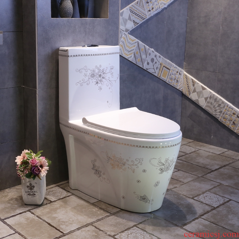 JingYan series save money that defend bath suit white flowers on the ceramic bowl + + toilet, european-style flower is aspersed mop pool