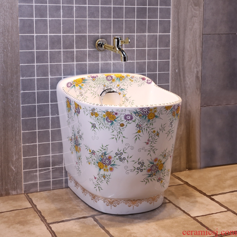 JingYan colorful garden series save money that defend bath suit on the ceramic basin + + toilet, european-style flower is aspersed mop pool