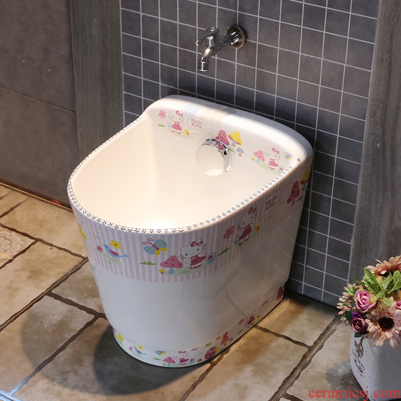 JingYan cartoon ceramic mop mop pool balcony toilet bath trough pool floor mop basin large mop mop bucket