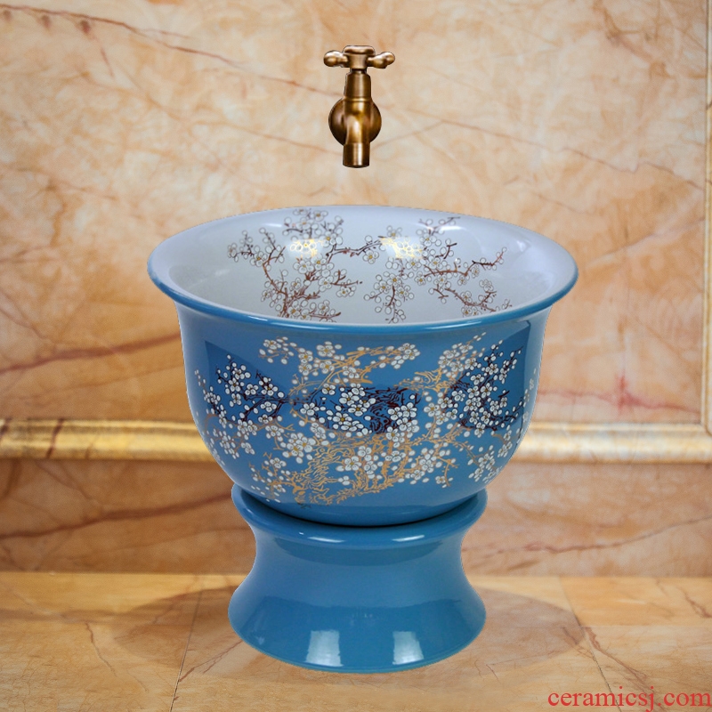 JingYan blue uncluttered gold balcony ceramic art mop pool washing basin towing basin of continental mop mop mop pool pool