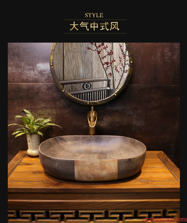 JingYan art on the Chinese lotus basin of archaize ceramic table lavatory household toilet lavabo restoring ancient ways