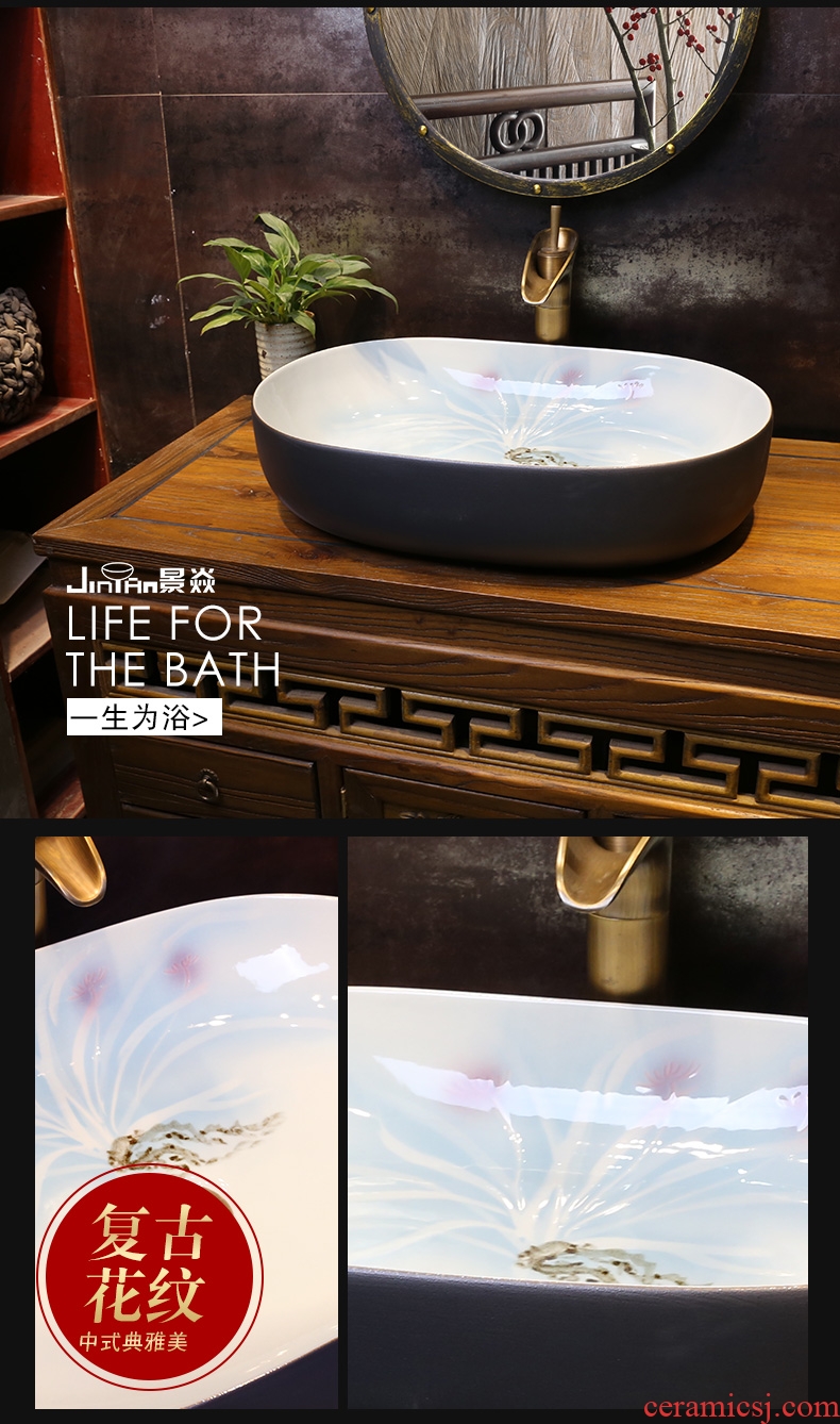 JingYan vintage black art stage basin of jingdezhen ceramic sinks archaize basin basin on the sink