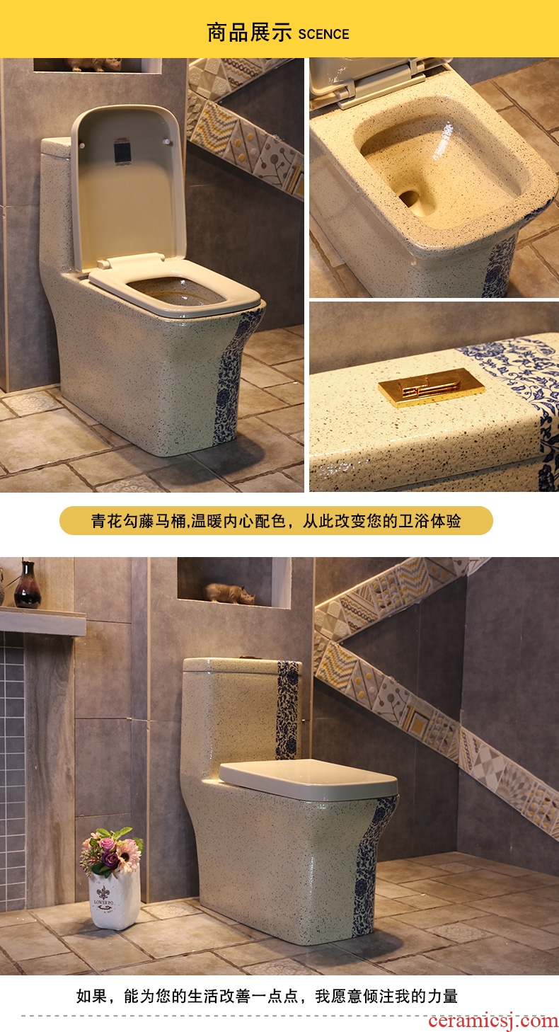 Blue and white hook rattan JingYan Chinese art ceramic toilets siphon pumping ordinary household toilet implement
